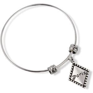 Paris on a Diamond Shape Charm Bangle Bracelet Jewelry